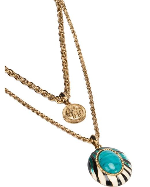 Roberto Cavalli Metallic Ray Of Sea-Print Rope-Chain Necklace