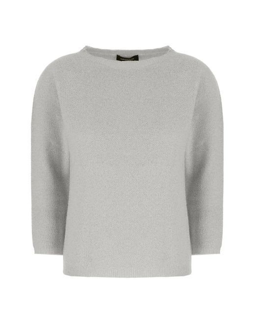Fabiana Filippi Gray Boat-Neck Three-Quarter-Sleeve Sweater