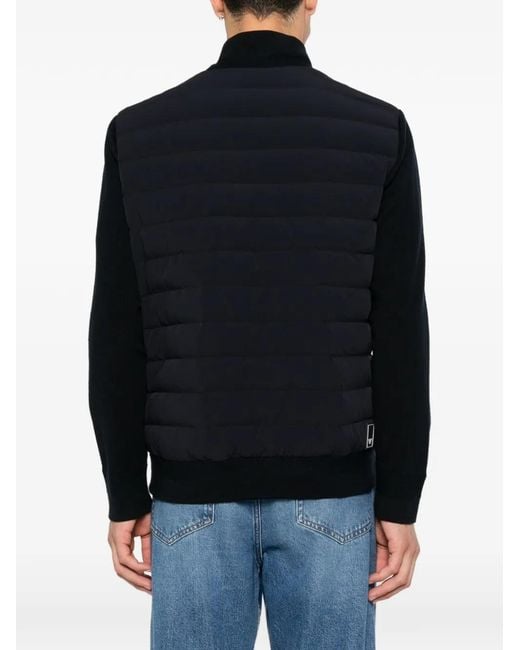 Emporio Armani Blue Quilted Panel-Sleeve Jacket for men
