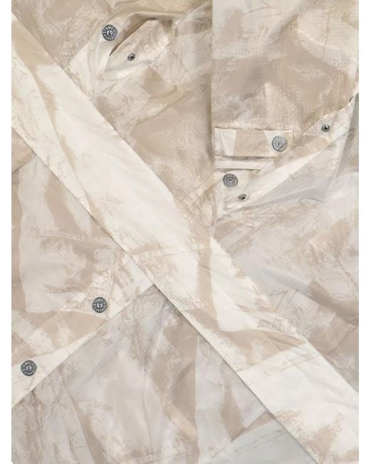 Stone Island White Long Parka for men