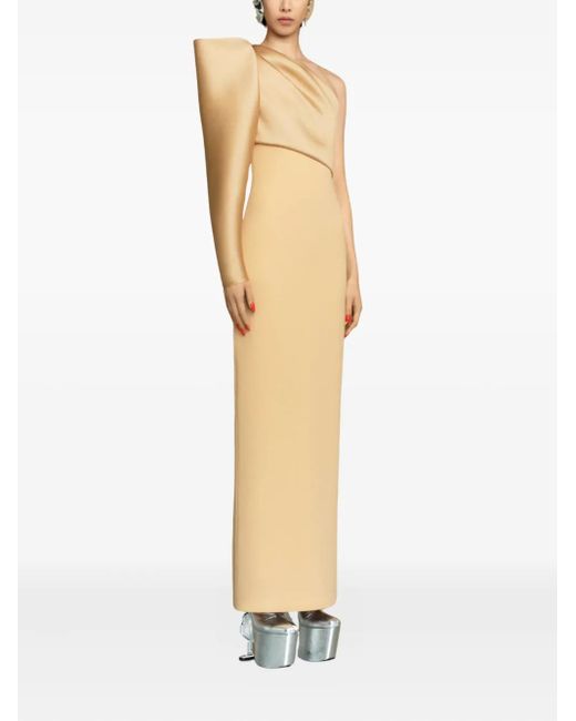 Solace London White Tally Satin-Sleeve Maxi Dress