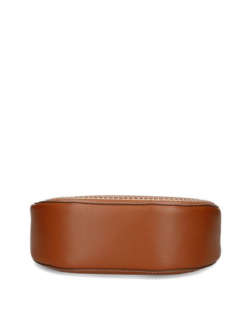 Love Moschino Brown Heart-Charm Stitched Shoulder Bag