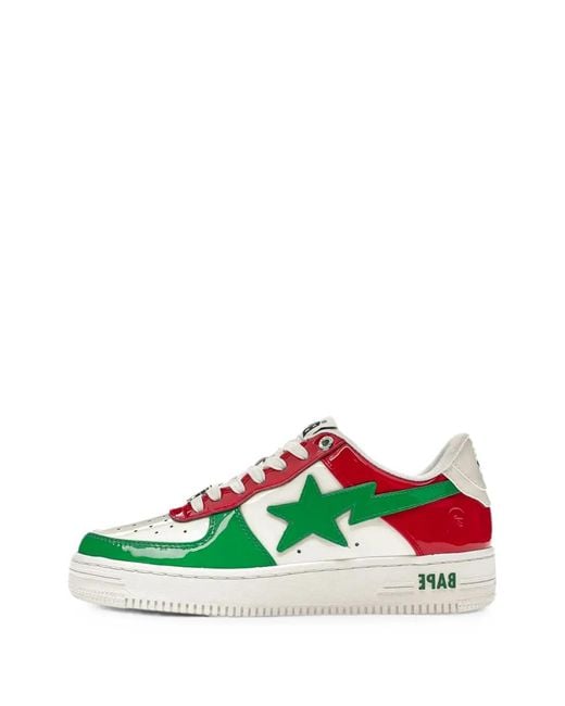 A Bathing Ape Green Leather Sneakers for men