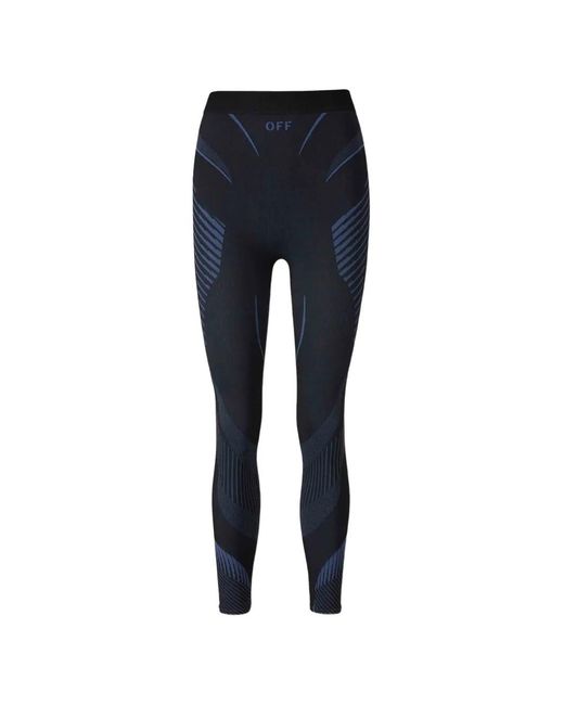 Off-White c/o Virgil Abloh Blue Logo-Print Leggings