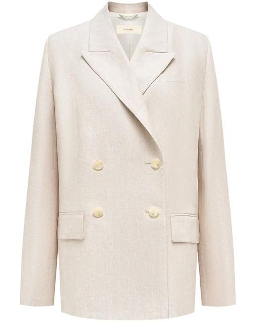 Blazer con doble botonadura 12 STOREEZ de color Natural