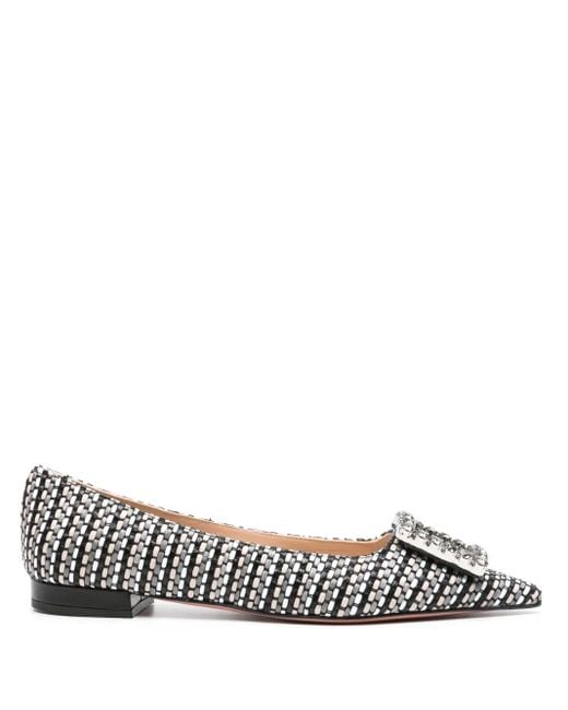 Roberto Festa White Pointed-Toe Woven Ballerina Shoes