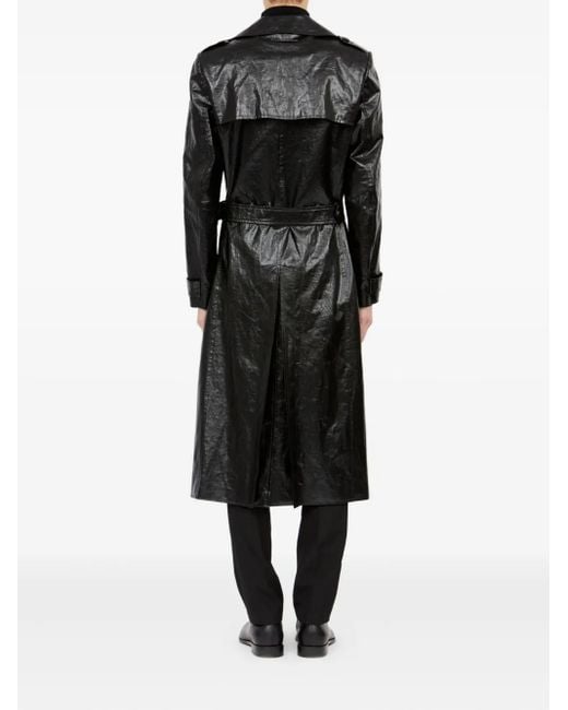 MM6 by Maison Margiela Black Double-Breasted Trench Coat for men