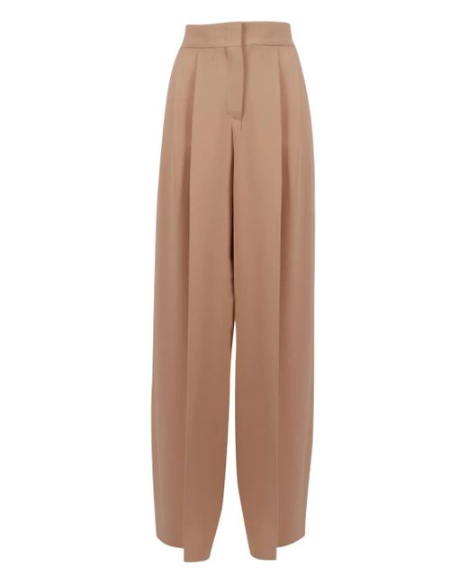Alberta Ferretti Natural High-Waisted Wide-Leg Trousers With Tailored Silhouette