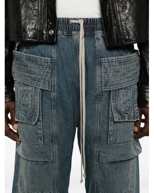 Rick Owens Blue Creatch Wide Cargo Drawstring for men
