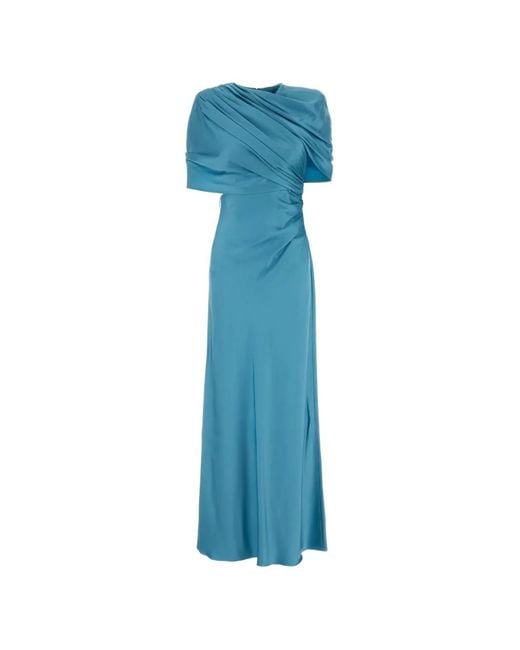 Stella McCartney Blue Draped Satin Maxi Dress