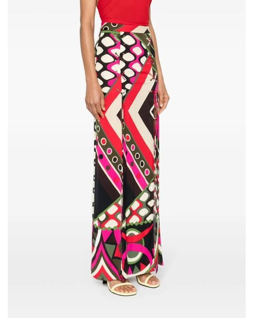Emilio Pucci Red Vivara-Print Maxi Skirt