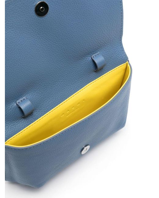 Marni Blue Logo-embroidered Leather Belt Bag for men