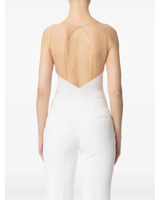Elisabetta Franchi White V-Neck Bodysuit