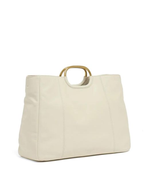 Twinset Natural Sac Cabas En Cuir À Anse En Métal