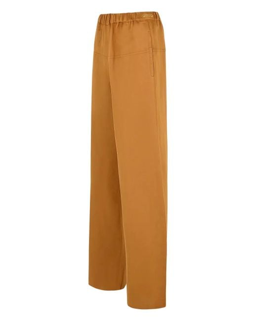 Max Mara Orange Elastic-Waistband Palazzo Pants