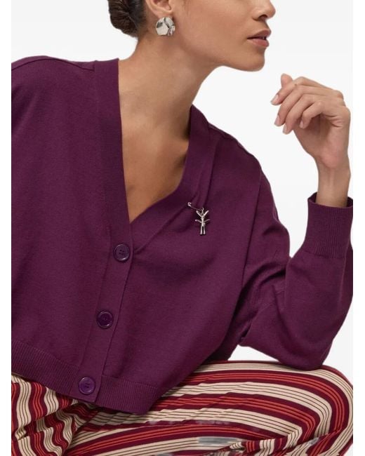 Ottod'Ame Purple Cropped Button-Up Cardigan