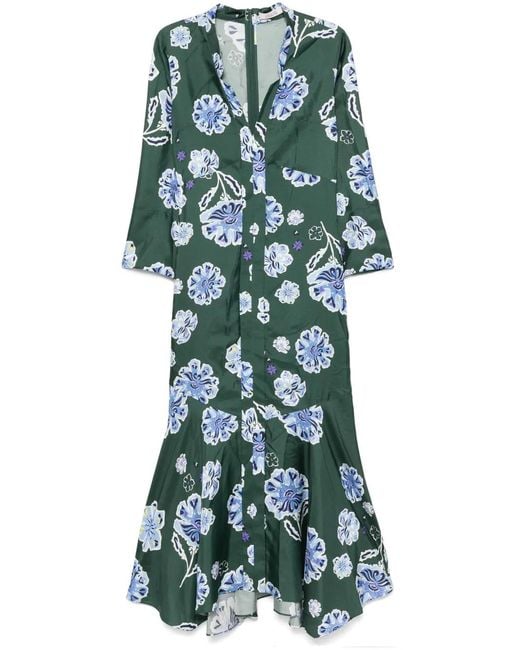 Dorothee Schumacher Green Big Garden Midi Dress