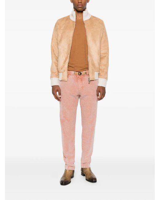 White Sand Red Washed-Out Corduroy Drawstring Trousers for men