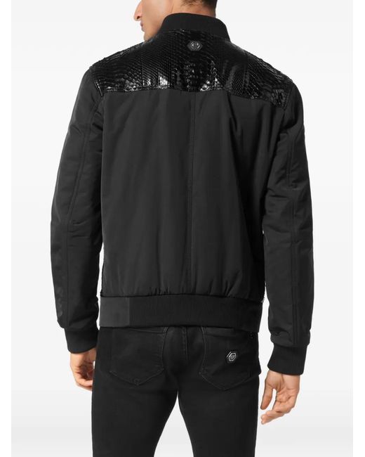 Philipp Plein Bomberjacke Mit Einsätzen Aus Pythonleder in Black für Herren