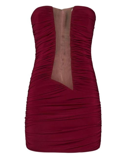 Nensi Dojaka Gedrapeerde Mini-Jurk Met Mesh Vlak in het Red