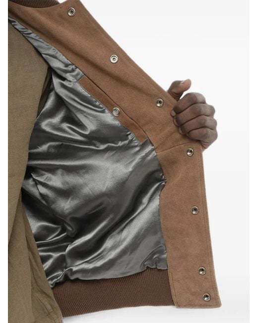 DIESEL Brown Suede Logo-Patch Bomber Jacket for men
