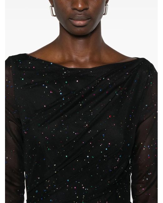 Talbot Runhof Black Glitter-Detailed Mini Dress
