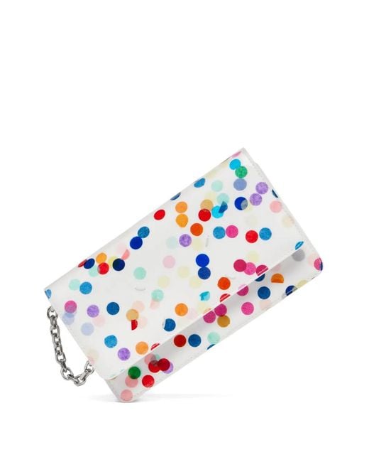 Maison Margiela White Confetti-Print On-Chain Wallet