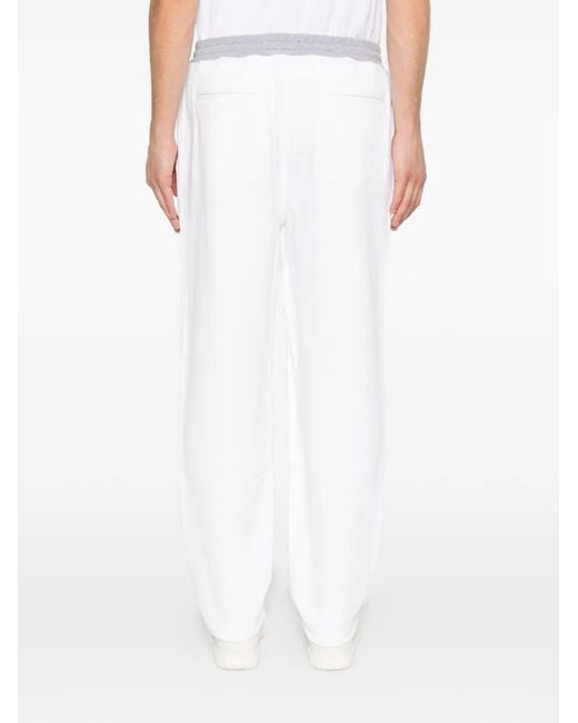 Brunello Cucinelli White French Terry Trousers for men
