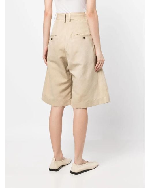 Uma Wang Natural Knee-Length Wide-Leg Shorts