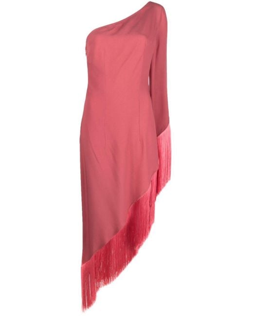 Robe asymétrique à franges ‎Taller Marmo en coloris Red