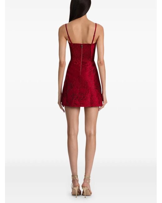 Alice + Olivia Red Velia Floral-Jacquard Mini Dress