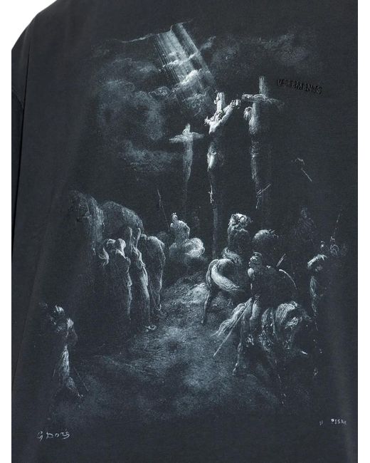 Vetements Blue Graphic Distressed T-Shirt for men