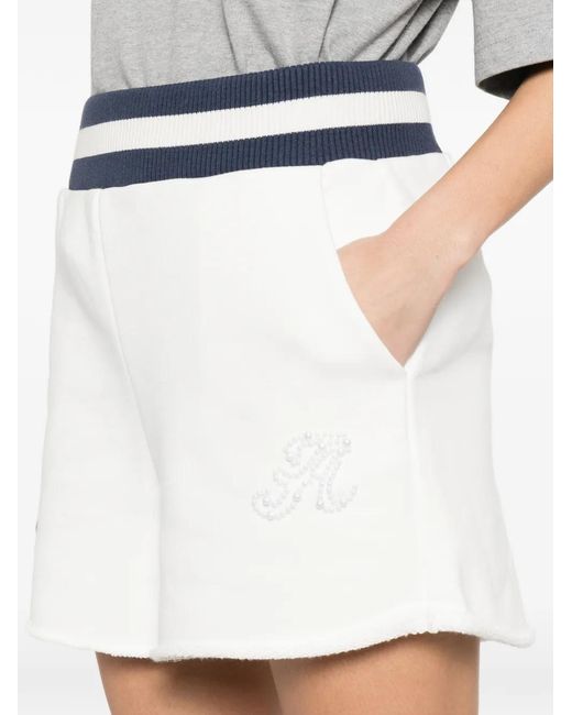 Autry Blue Ribbed Trim Logo Shorts