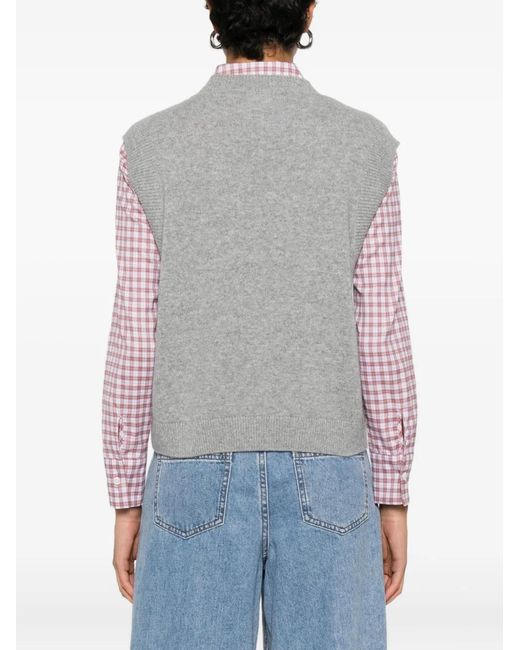 From Future Gray Heart-Motif Sleeveless Vest