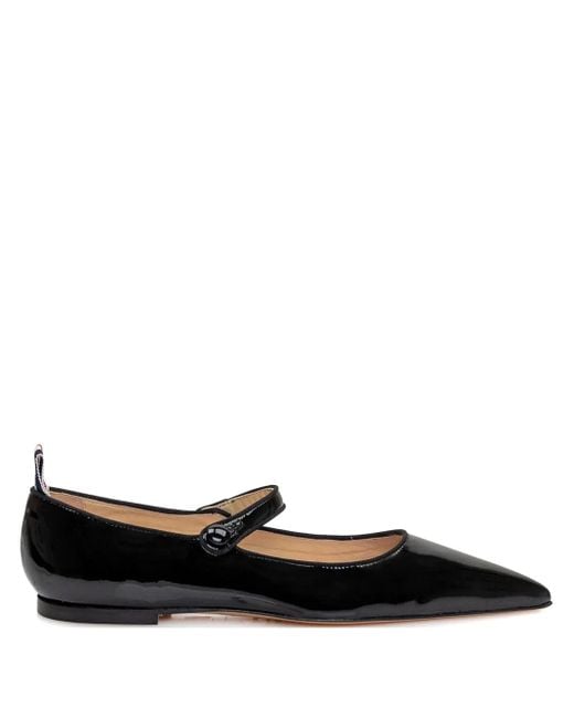 Thom Browne Black Pointed-toe Patent Ballerina Shoes