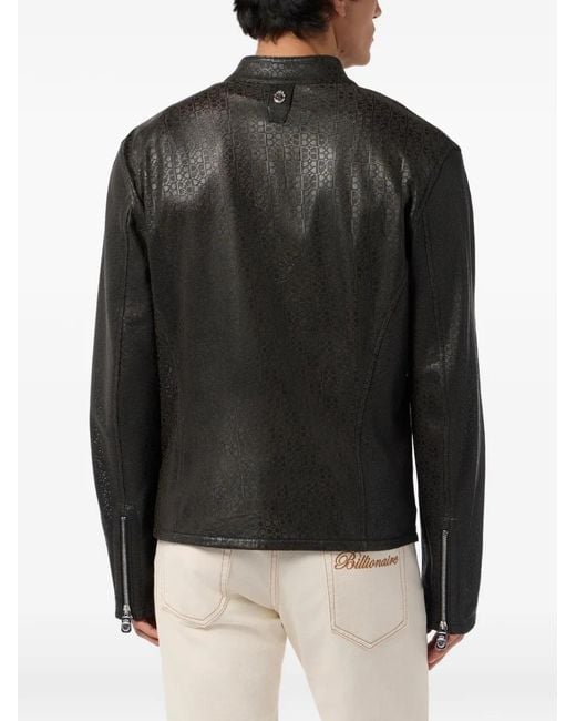 Billionaire Black Biker Leather Jacket for men