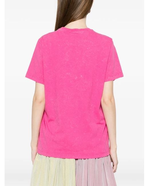 Ganni Pink Washed Effect T-Shirt
