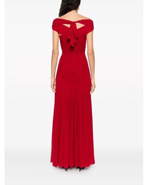 Philosophy Di Lorenzo Serafini Red Off-Shoulder Tulle Gown