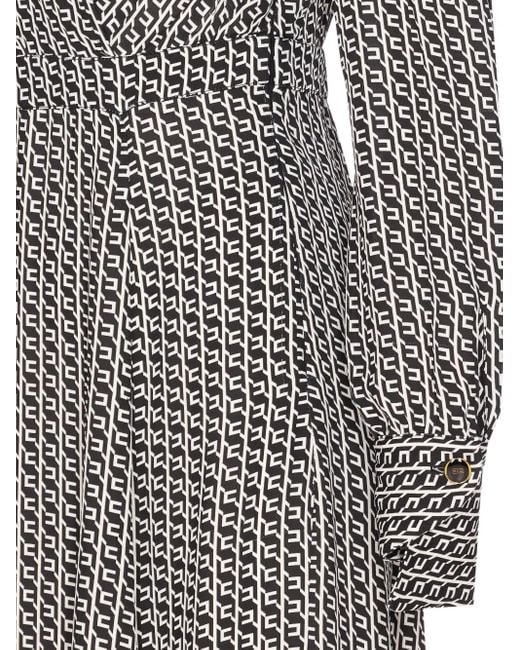 Elisabetta Franchi ジオメトリック Vネックドレス Gray