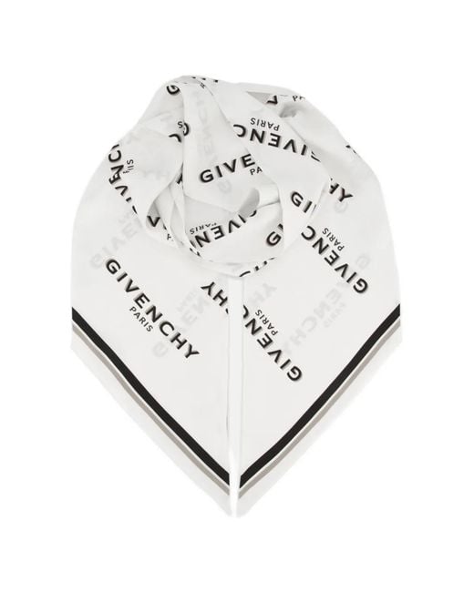 Givenchy White Maxi Shadow Logo-Print Bandeau Scarf