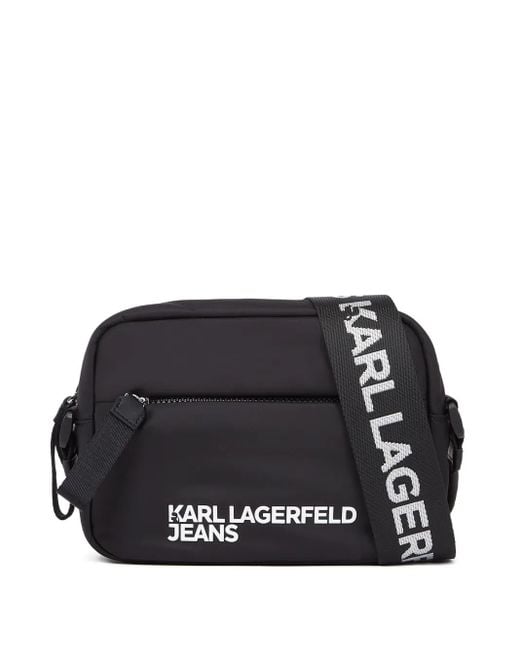 Karl Lagerfeld Black Logo Messenger Bag for men