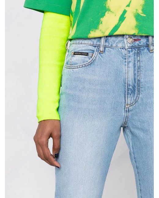 Philipp Plein Blue High-Waisted Flared Jeans