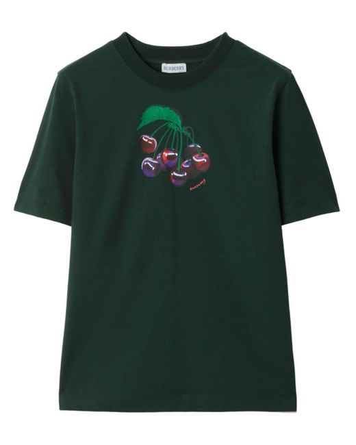 Burberry T-shirt Met Kersenprint in het Green