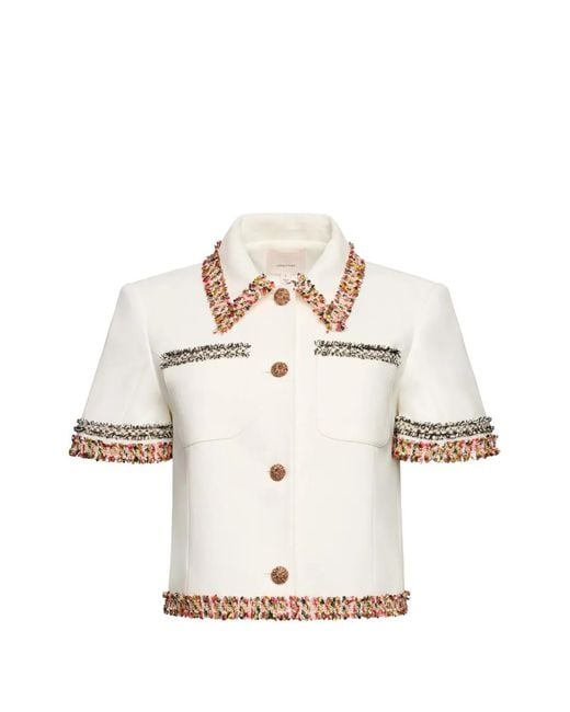 Cinq À Sept White Fringed Collared Jacket
