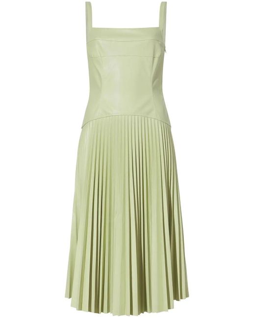Proenza Schouler Green Faux-Leather Drop-Waist Dress