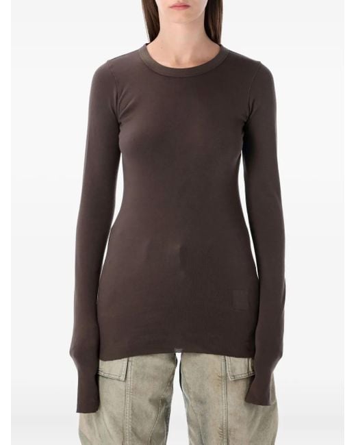 Rick Owens Gray Rib Long-Sleeve T-Shirt