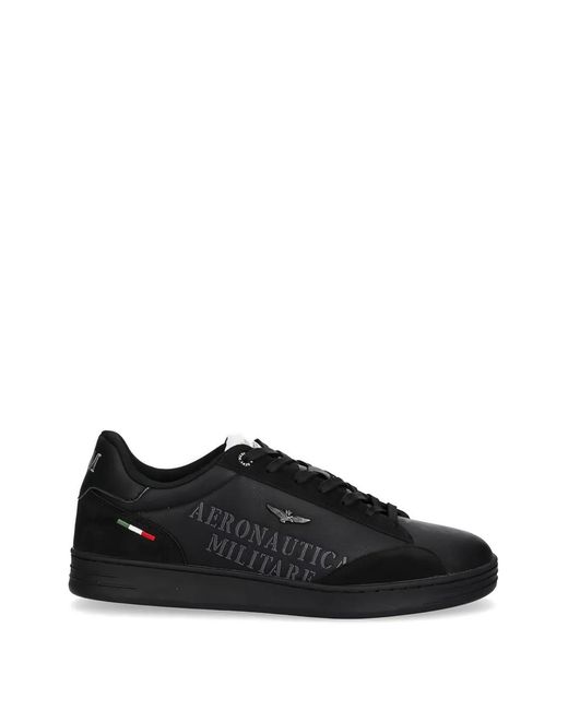Aeronautica Militare Black Lace-Up Suede Sneakers for men