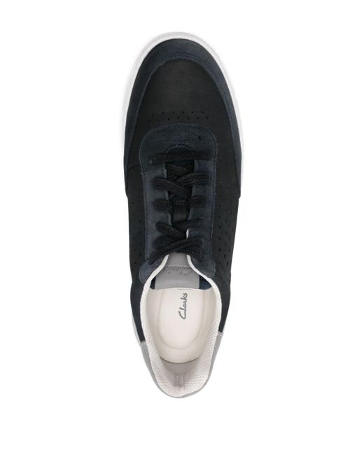 Clarks Black Courtlite Tor Leather Sneakers for men