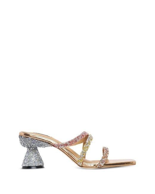 Pace White Glittle Embellished Strap Sandals