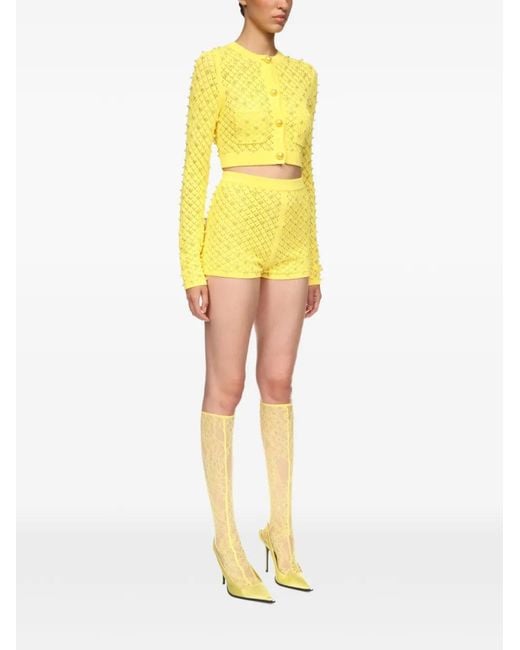 David Koma Yellow Button Embellished Cardigan